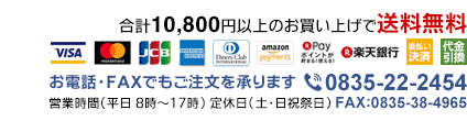 合計10,800円以上のお買い上げで送料無料