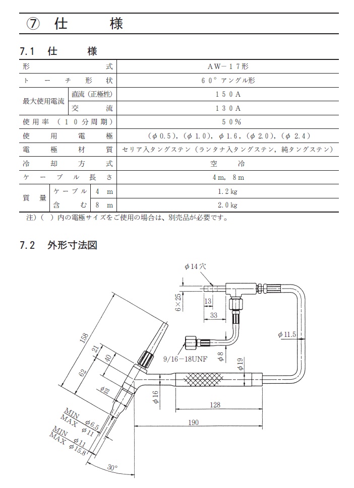 ダイヘン　TIG溶接トーチ