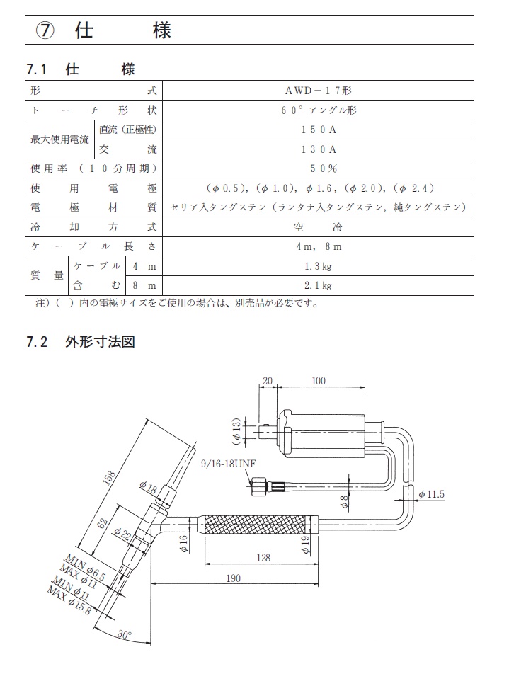ダイヘン TIG溶接トーチ