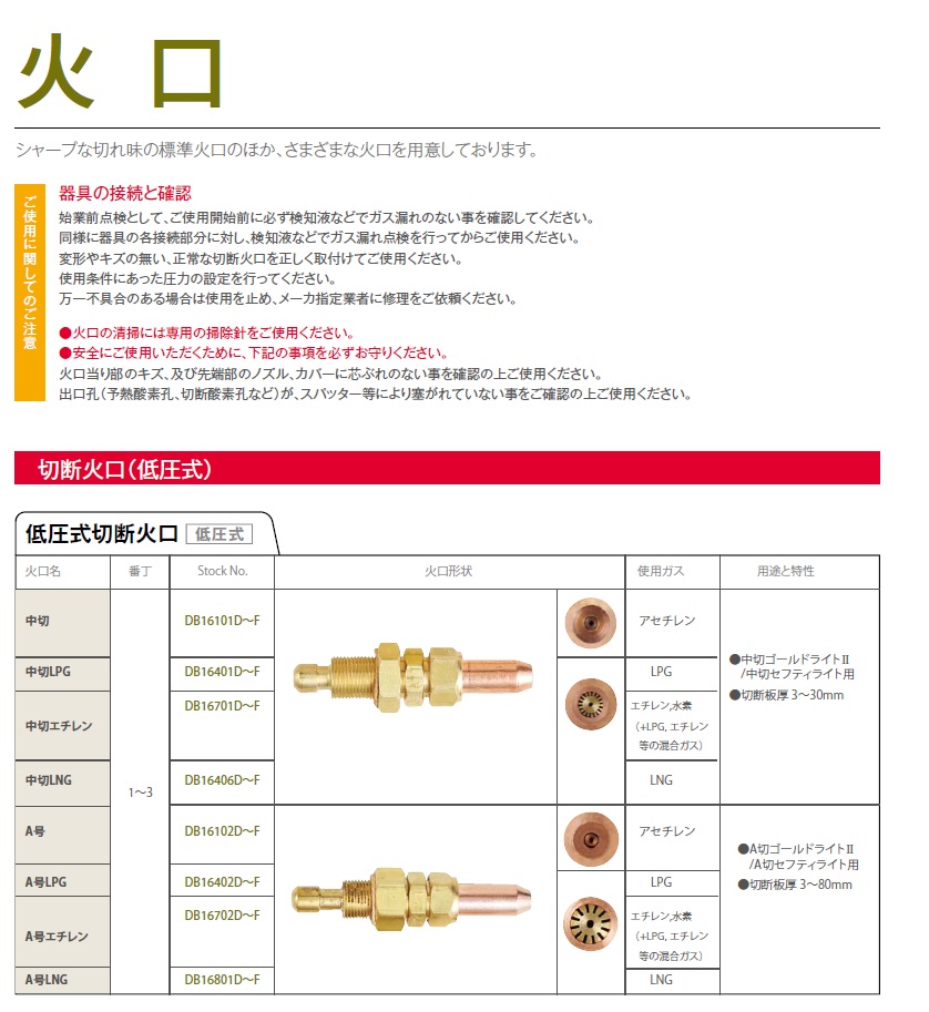 火口 ガス切断器火口 A切火口 小池酸素 A型切断器用火口 A切ゴールドライト用 A切セフティライト用 アセチレン用
