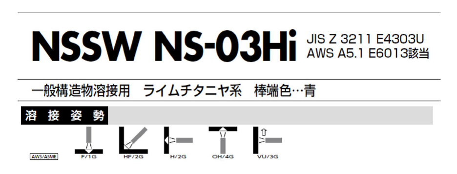 日鉄住金　溶接棒　NS-03HI