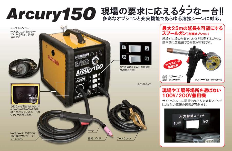 スズキッド　ノンガス溶接機　アーキュリー150　SAY-150