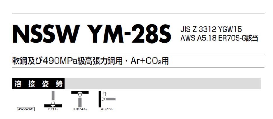 日鉄住金　溶接棒　YM-28S